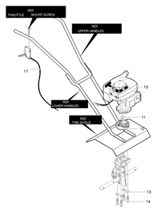 Engine Mount Diagram and Parts List for 11052X92NA 2003 Briggs and Stratton Cultivator